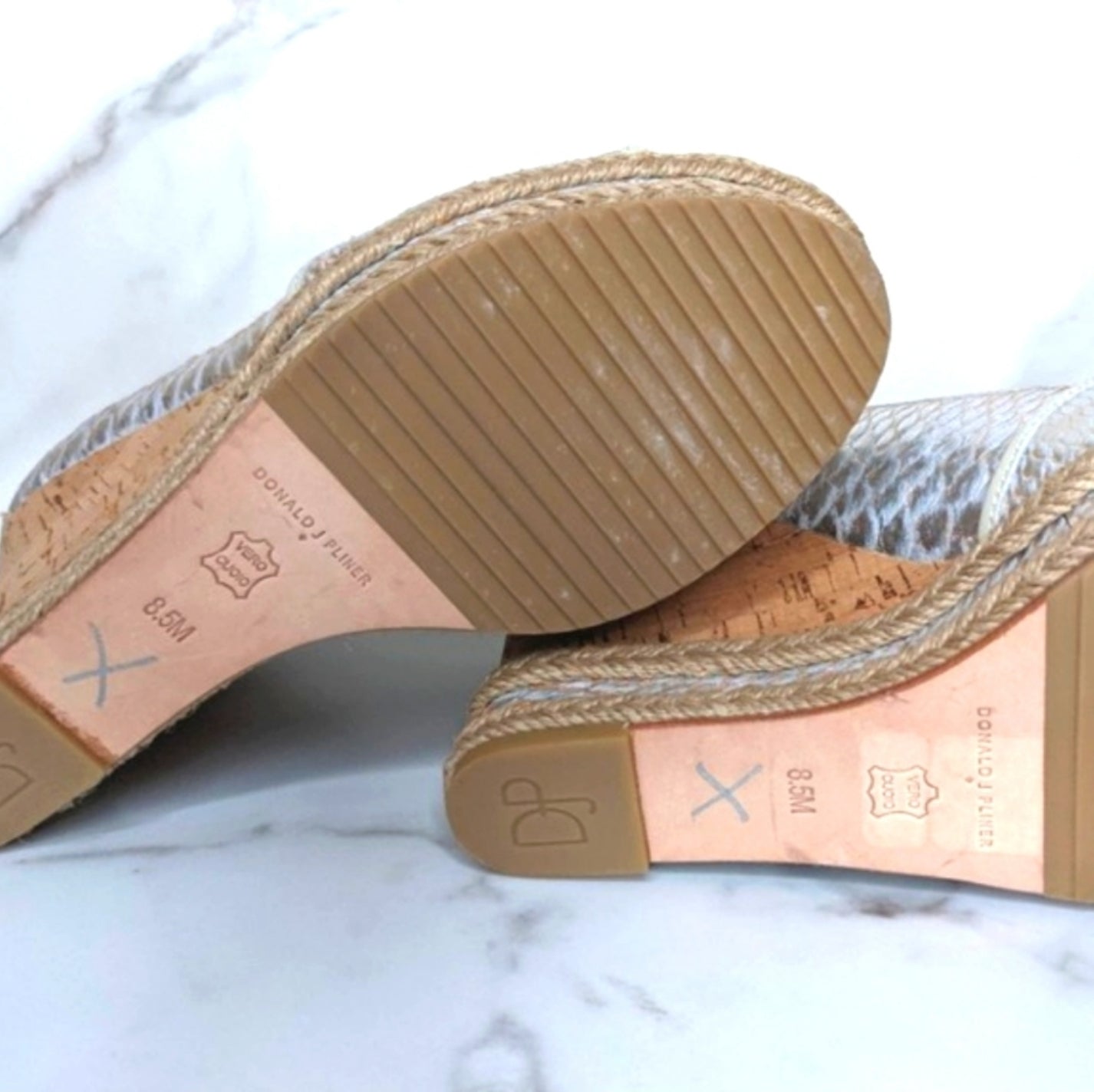 Antonio Melani Silver Leather Wedge Shoes