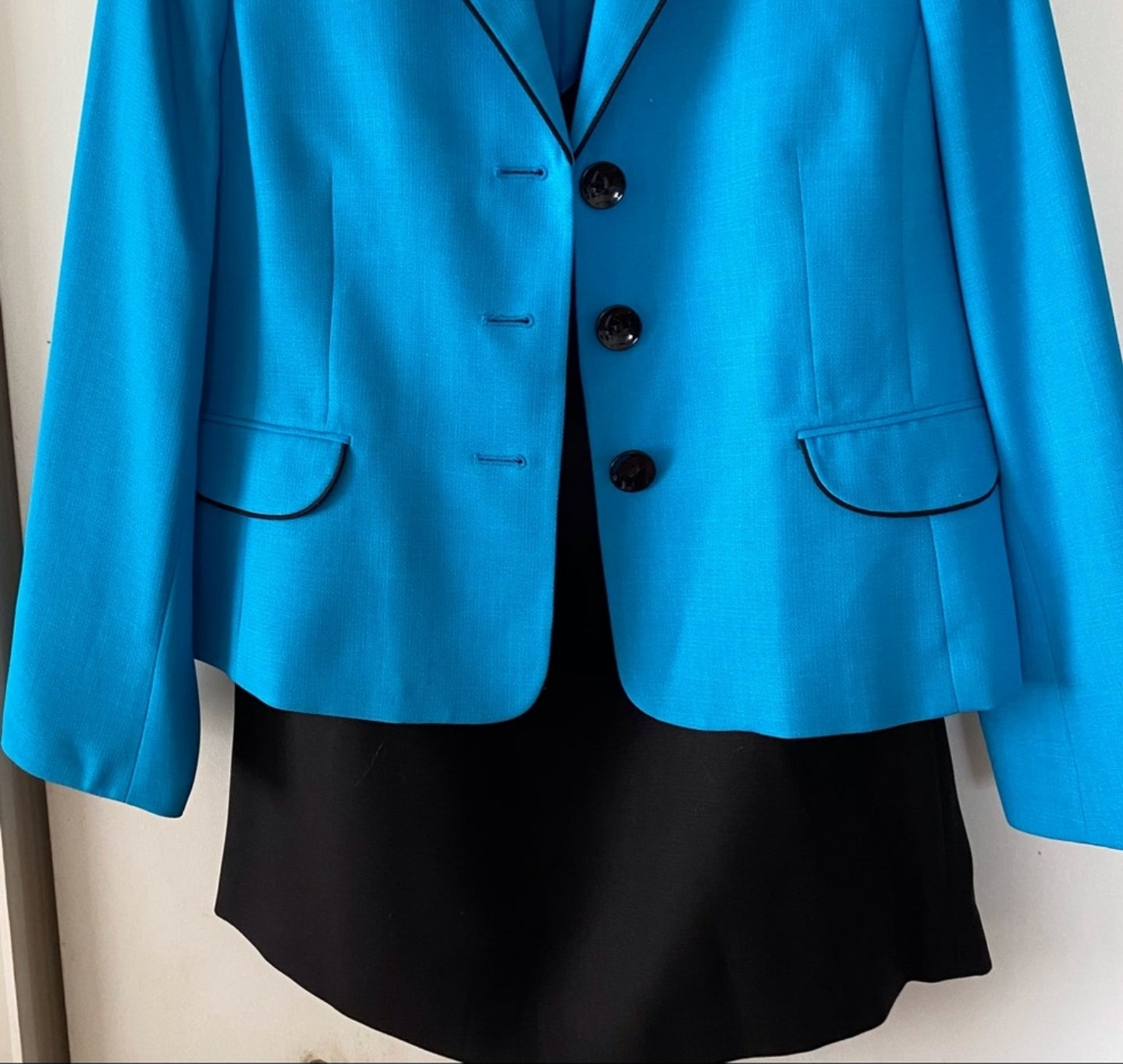 Evan Picone Blue and Black Women Skirt Suit