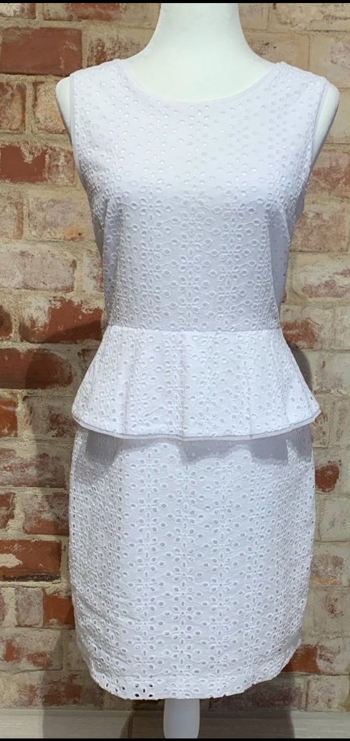 BCBG White 100% Cotton Eyelet Dress