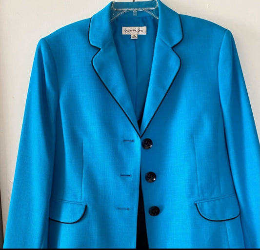 Evan Picone Blue and Black Women Skirt Suit