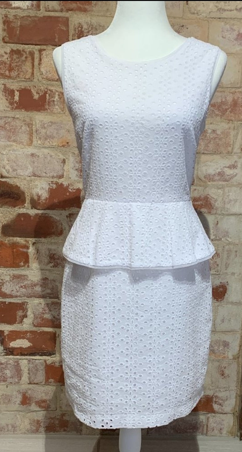 BCBG White 100% Cotton Eyelet Dress