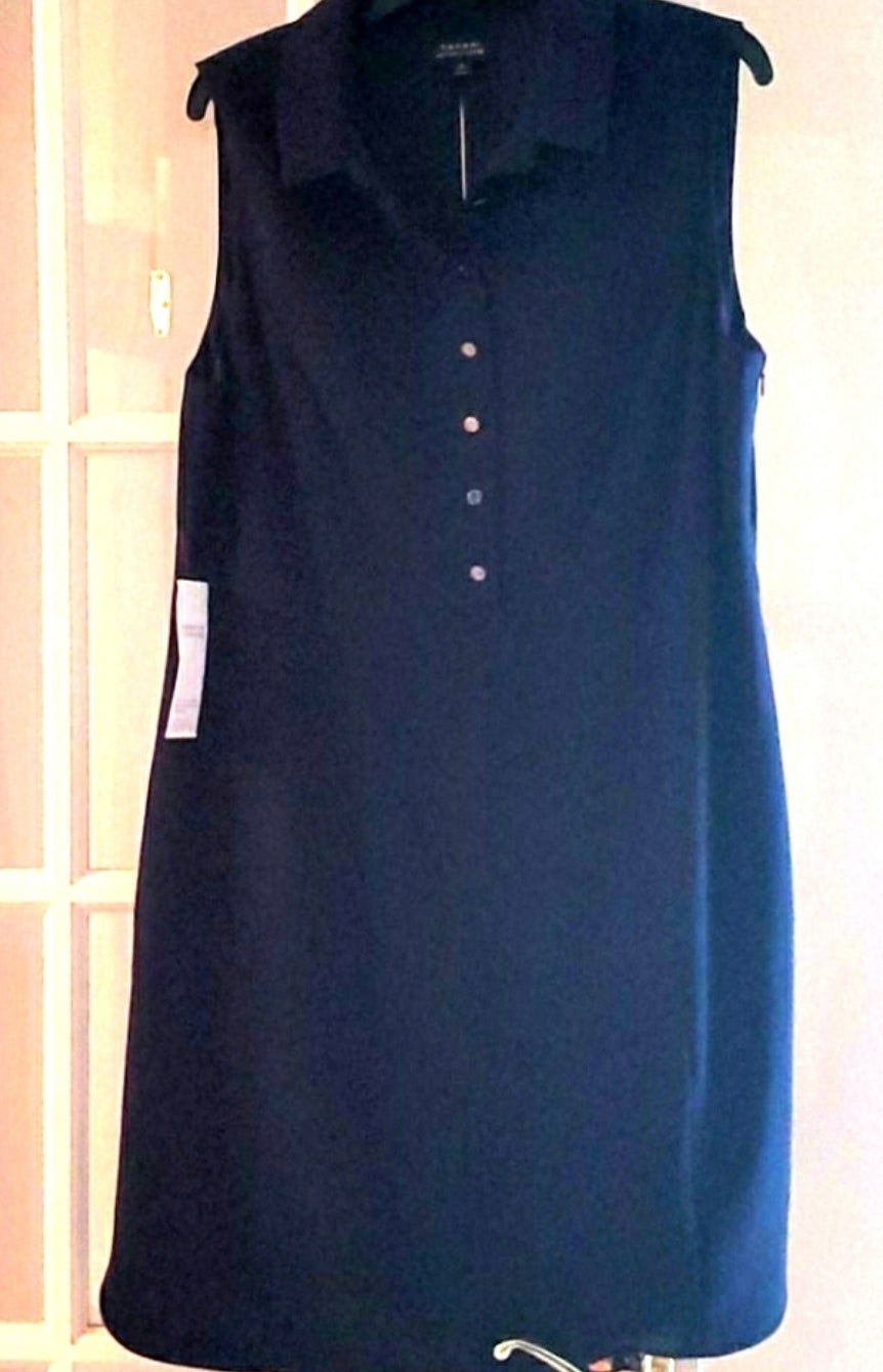 Tahari Navy Blue Sleeveless Dress