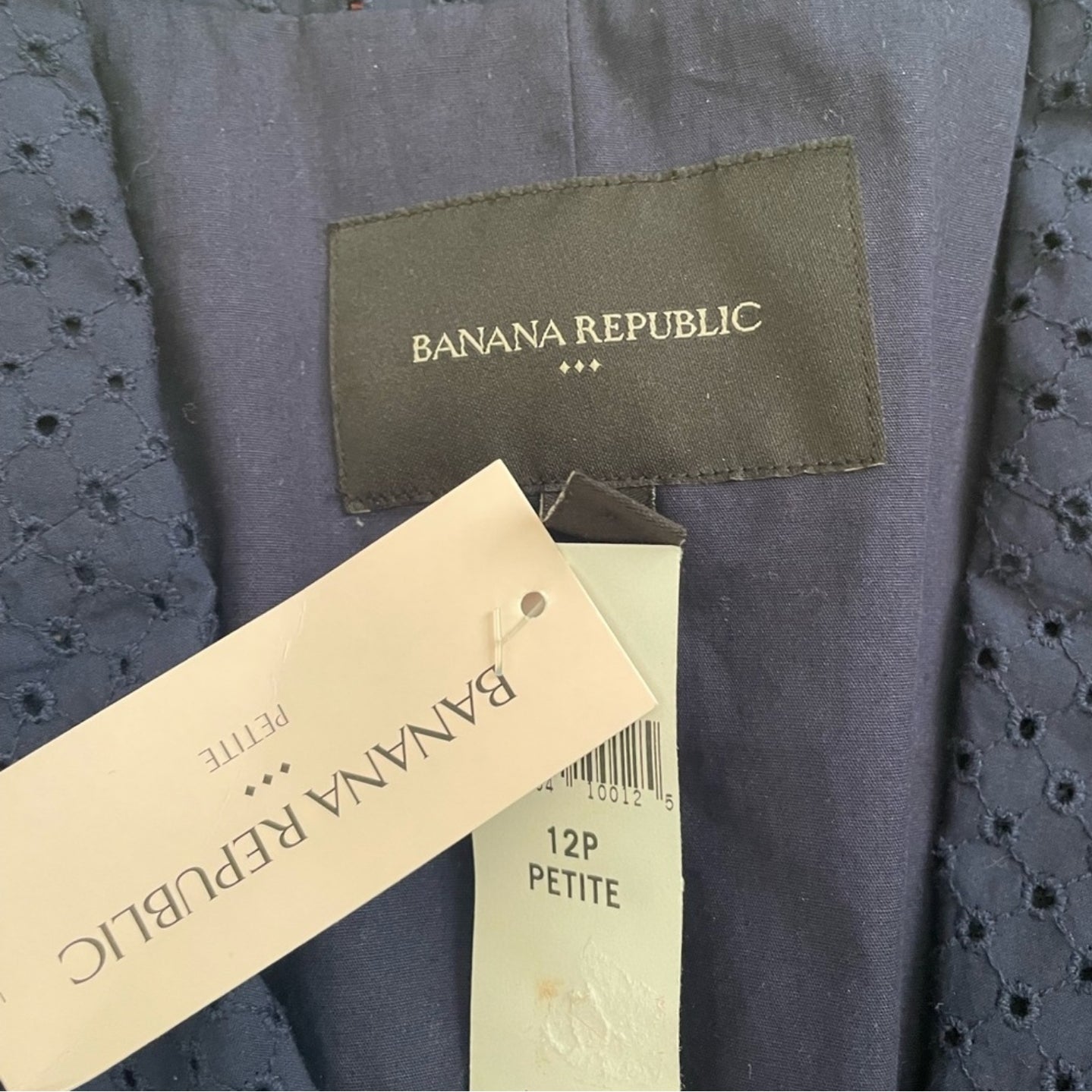 Banana Republic 100% Cotton Navy Eyelet Jacket