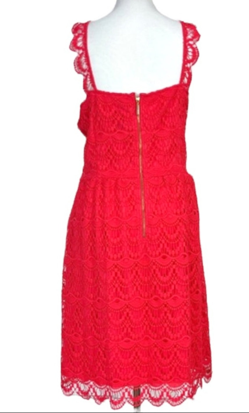 Kenzie Coral Red Lace Dress