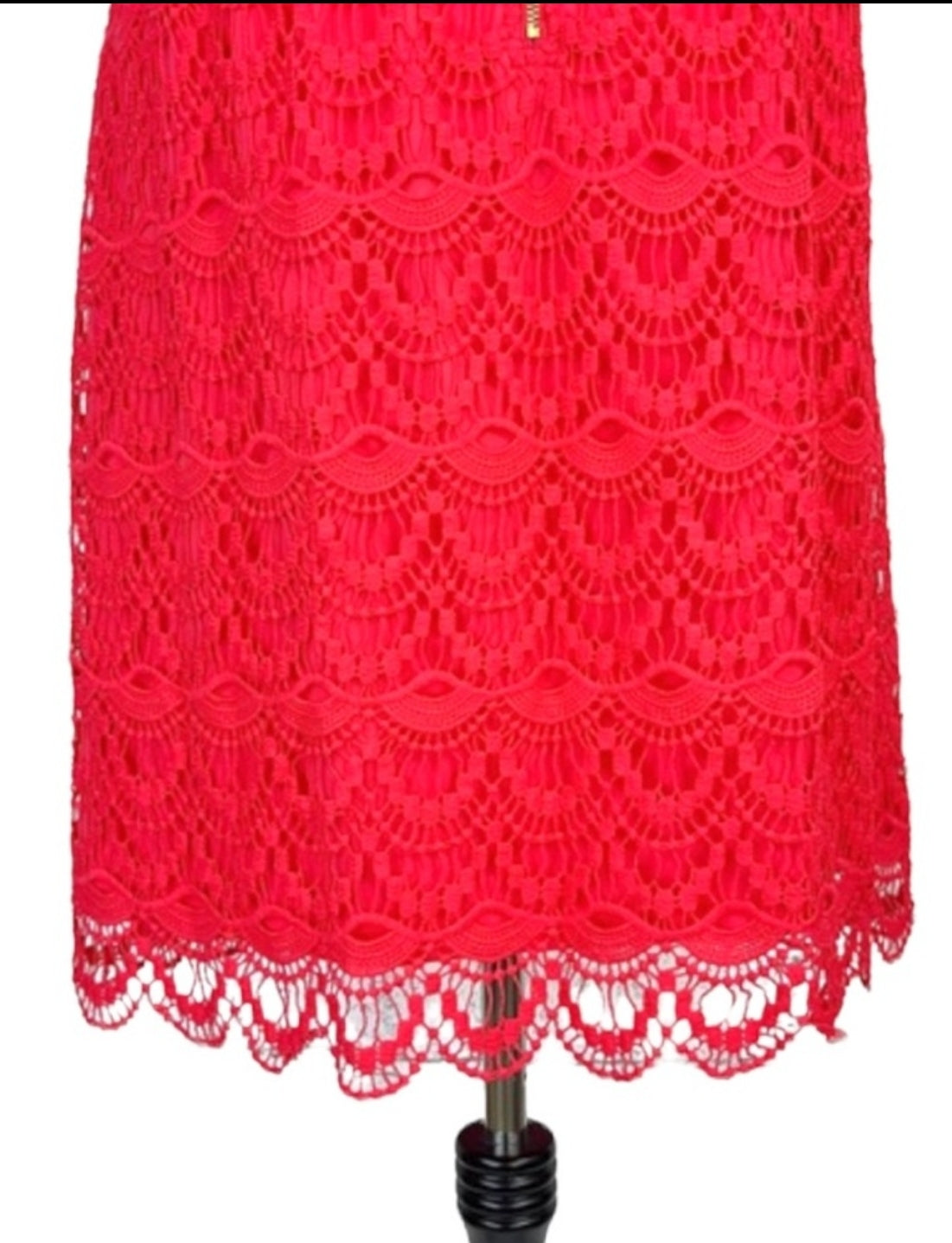 Kenzie Coral Red Lace Dress