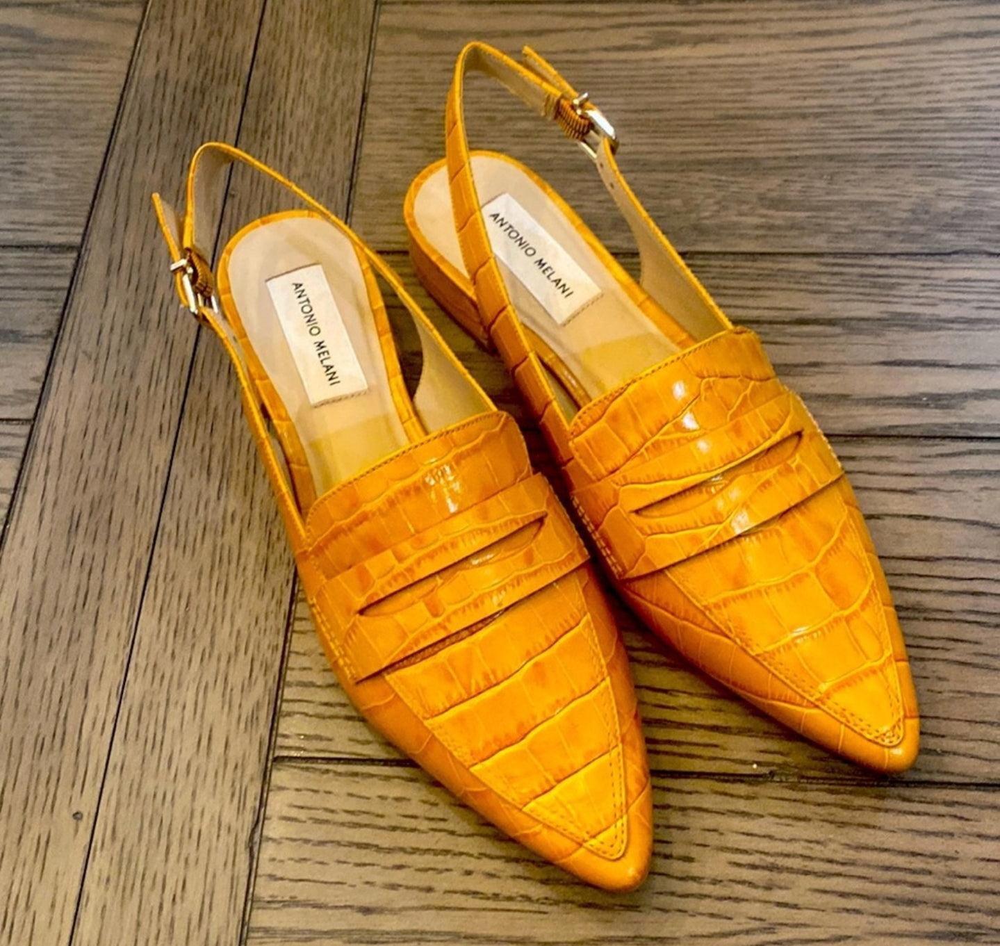 Antonio Melani Leather Flat Slingback Shoes